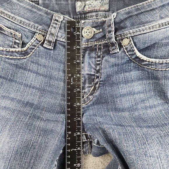 Silver Jeans Suki Bootcut Low Rise Stretch Blue Jeans Women's 28x30 Flap Pockets - Picture 8 of 12